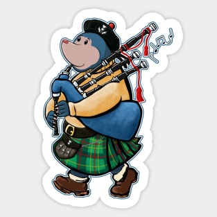 Scottish Mole Of Kintyre Marching With Bagpipes Sticker